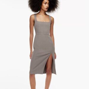 Aritzia Babaton Grey 90’s slit dress with Square Neck